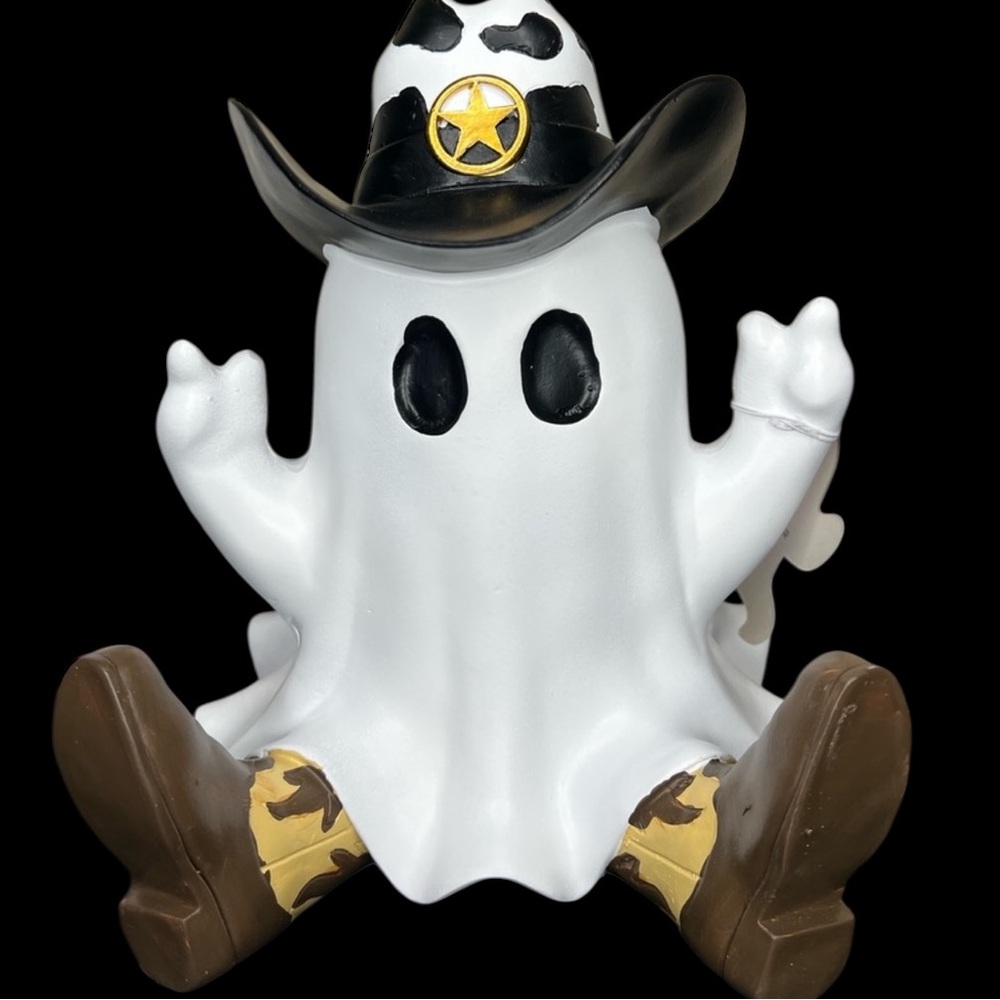 NEW Goblin & Ghouls Sitting Ghost Cowboy Halloween Decor